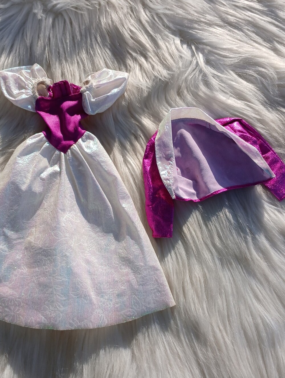 Vintage Barbie Clothing 80s Iridescent Purple Dress 90s Secret Hearts Ken Jacket
